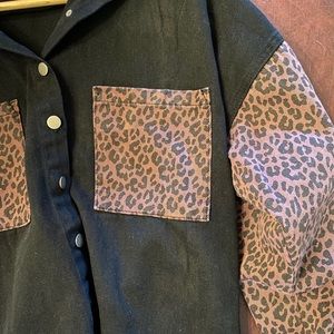 Leopard print denim jacket